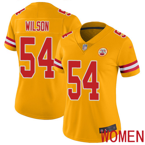 Women Kansas City Chiefs 54 Wilson Damien Limited Gold Inverted Legend Nike NFL Jersey